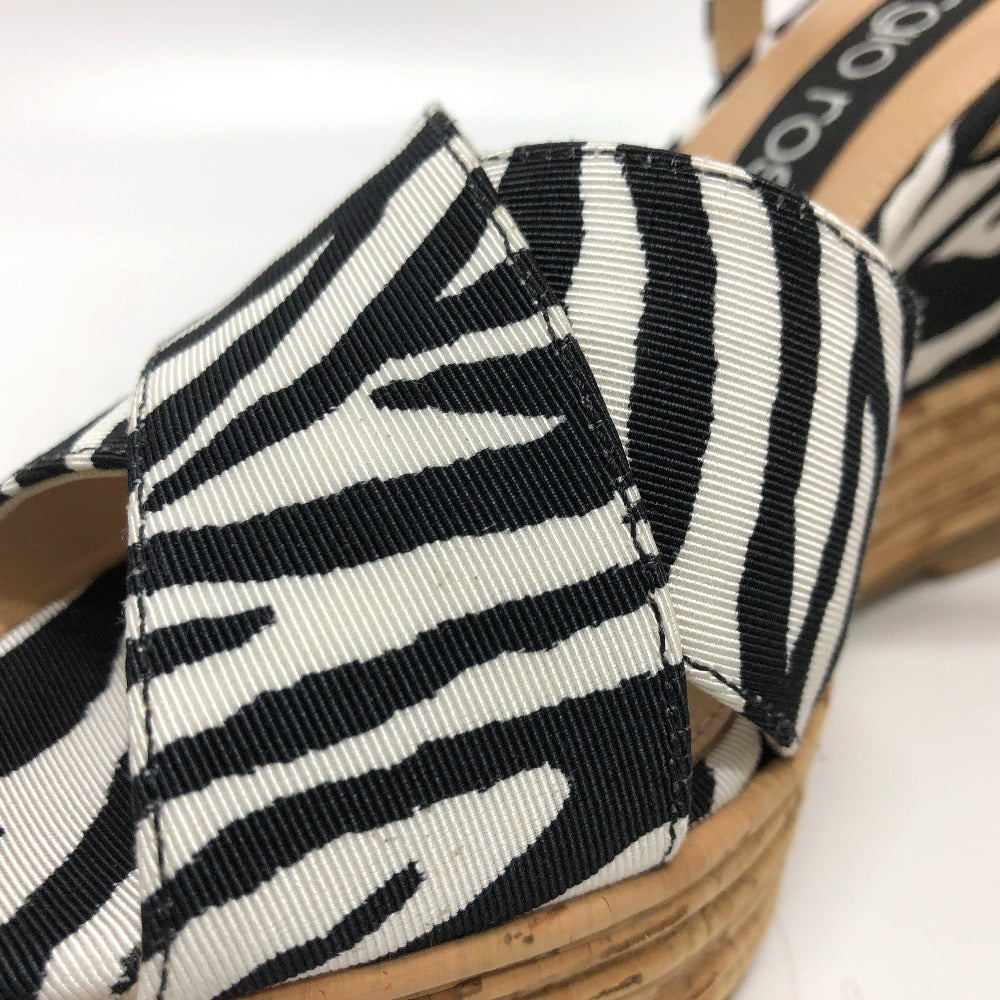Sergio Rossi Sandals canvas black Zebra Women 36 Used Authentic