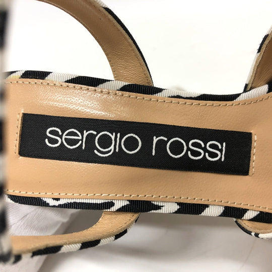 Sergio Rossi Sandals canvas black Zebra Women 36 Used Authentic