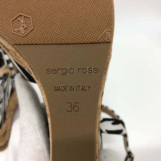 Sergio Rossi Sandals canvas black Zebra Women 36 Used Authentic