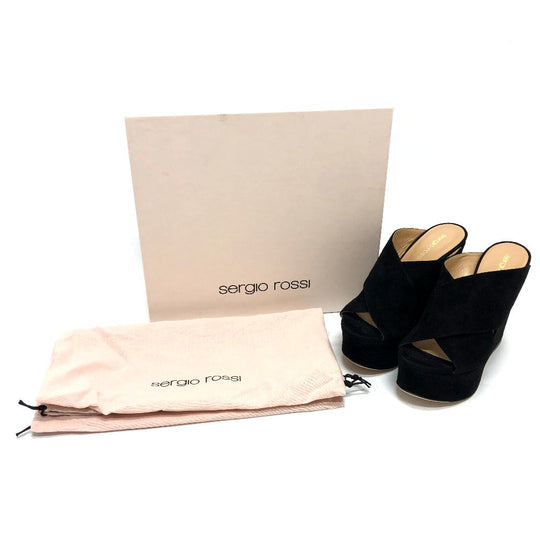 Sergio Rossi Sandals suede black Women 36 Used Authentic