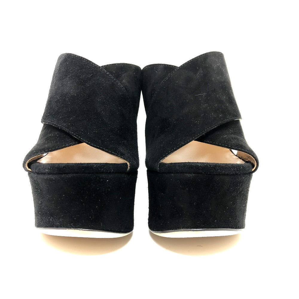 Sergio Rossi Sandals suede black Women 36 Used Authentic