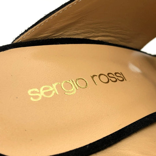 Sergio Rossi Sandals suede black Women 36 Used Authentic