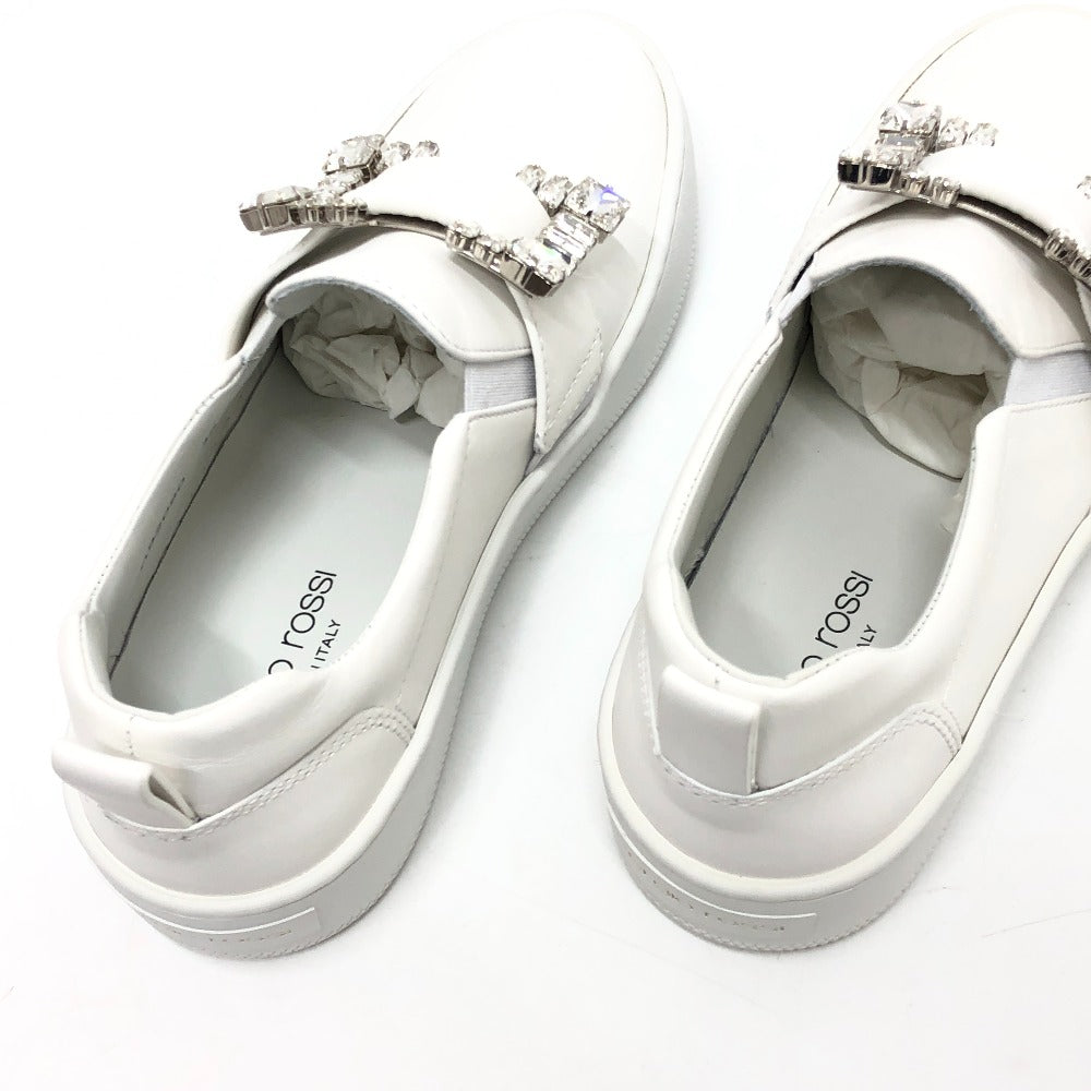 Sergio Rossi sneakers A92080 leather white crystal buckle Women 36 Used Authentic
