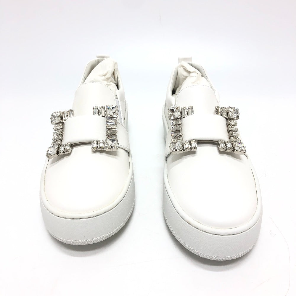 Sergio Rossi sneakers A92080 leather white crystal buckle Women 36 Used Authentic