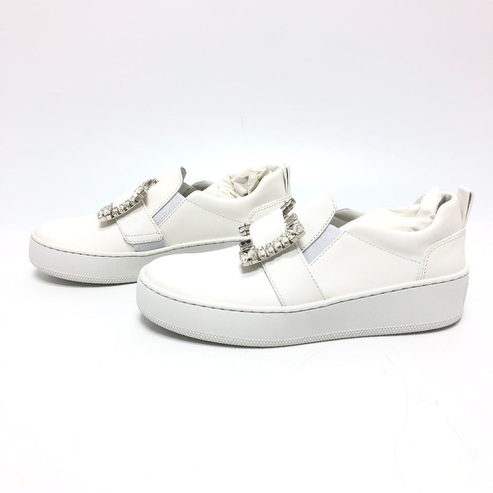 Sergio Rossi sneakers A92080 leather white crystal buckle Women 36 Used Authentic
