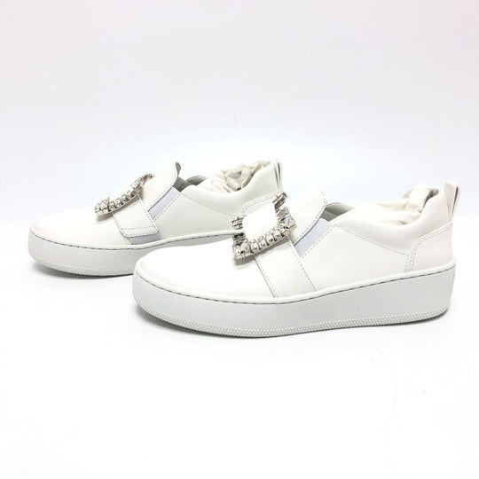Sergio Rossi sneakers A92080 leather white crystal buckle Women 36 Used Authentic