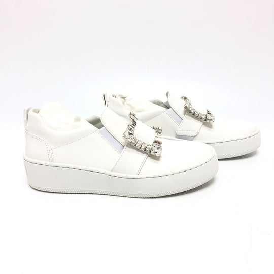 Sergio Rossi sneakers A92080 leather white crystal buckle Women 36 Used Authentic