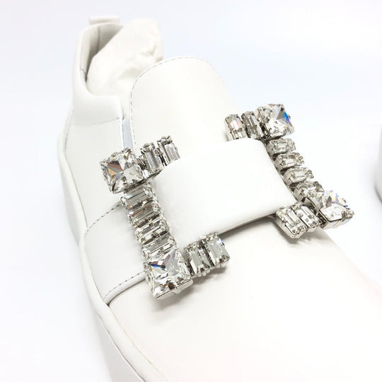 Sergio Rossi sneakers A92080 leather white crystal buckle Women 36 Used Authentic