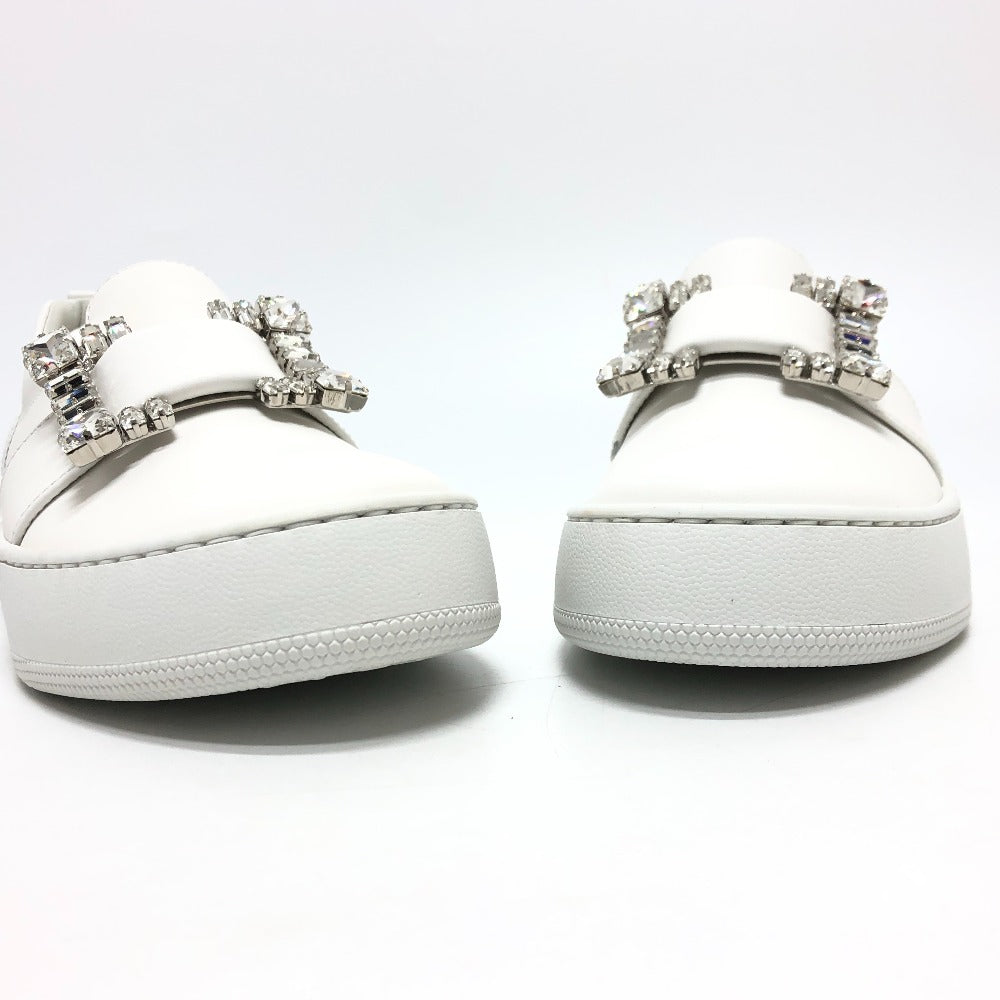 Sergio Rossi sneakers A92080 leather white crystal buckle Women 36 Used Authentic