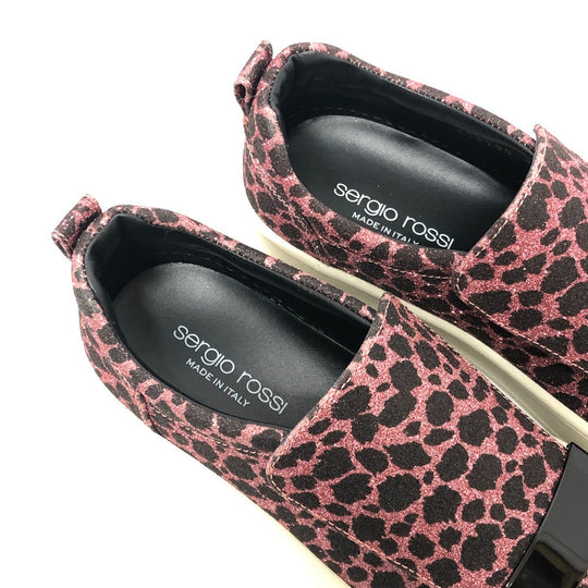 Sergio Rossi sneakers leather pink SR1 RUNNING Leopard Lame Women 36 Used Authentic
