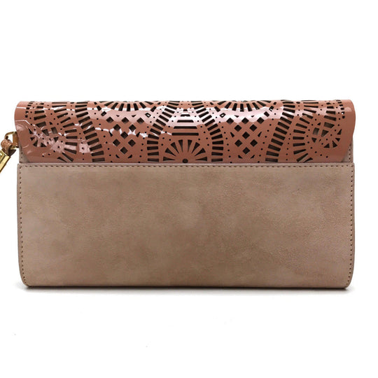 Sergio Rossi Clutch bag Suede / patent leather Pink beige type Pouch Clutch bag Women Used Authentic
