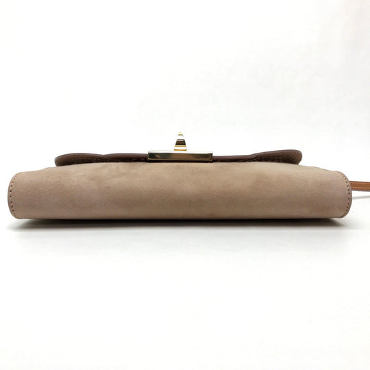Sergio Rossi Clutch bag Suede / patent leather Pink beige type Pouch Clutch bag Women Used Authentic