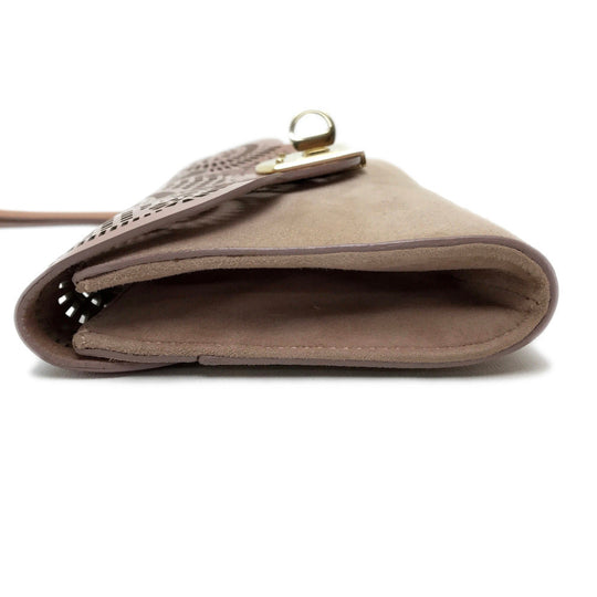Sergio Rossi Clutch bag Suede / patent leather Pink beige type Pouch Clutch bag Women Used Authentic