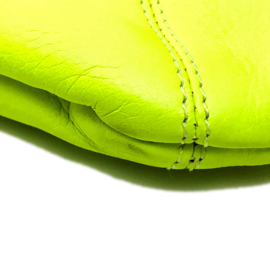Sergio Rossi Clutch bag leather Fluorescent yellow Turn lock Clutch bag Women Used Authentic