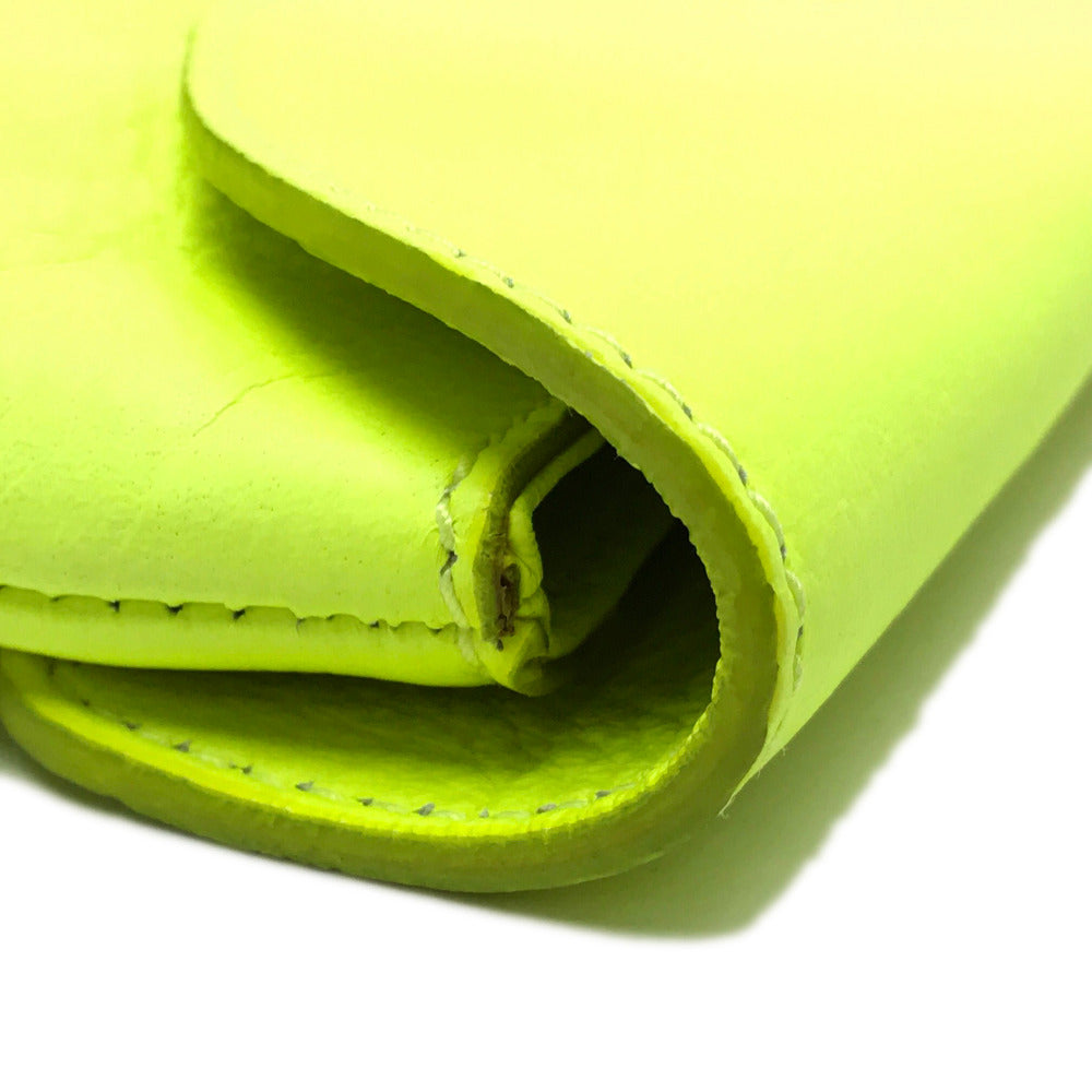 Sergio Rossi Clutch bag leather Fluorescent yellow Turn lock Clutch bag Women Used Authentic