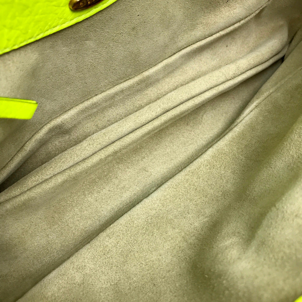 Sergio Rossi Clutch bag leather Fluorescent yellow Turn lock Clutch bag Women Used Authentic