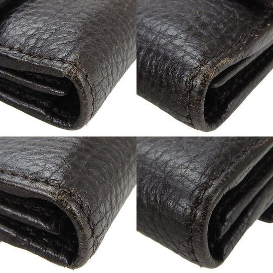 GUCCI Long Wallet Purse 231843 leather Dark brown Interlocking Women Used Authentic
