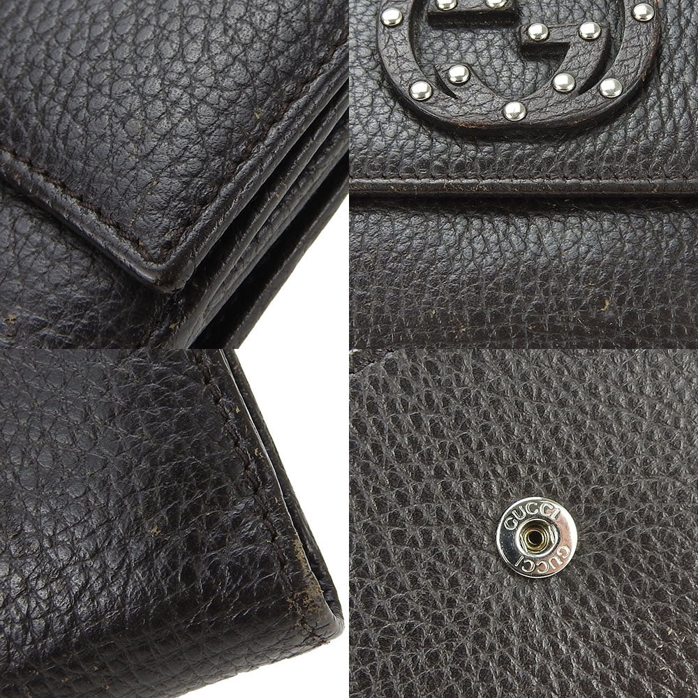 GUCCI Long Wallet Purse 231843 leather Dark brown Interlocking Women Used Authentic