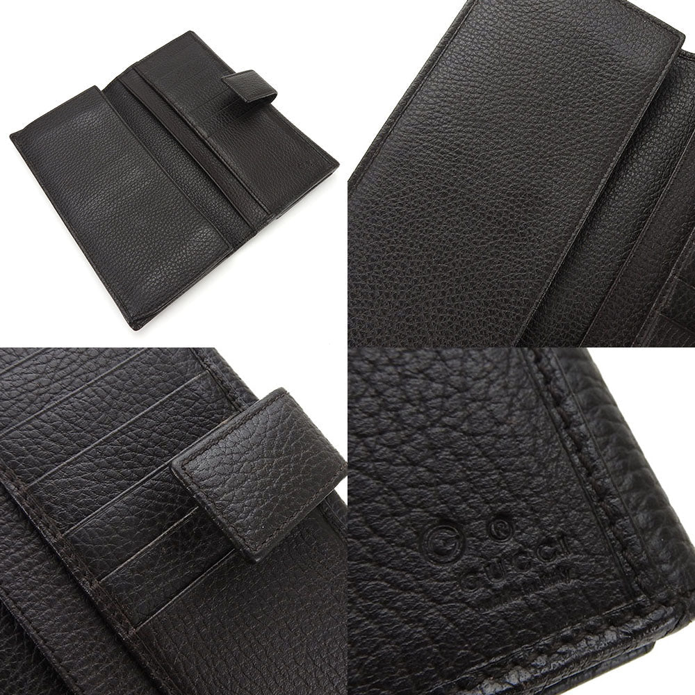 GUCCI Long Wallet Purse 231843 leather Dark brown Interlocking Women Used Authentic