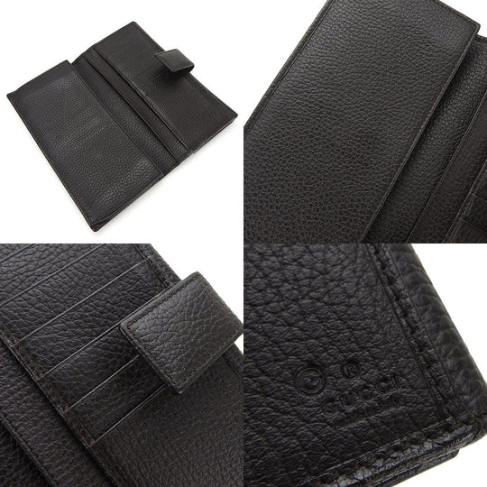 GUCCI Long Wallet Purse 231843 leather Dark brown Interlocking Women Used Authentic