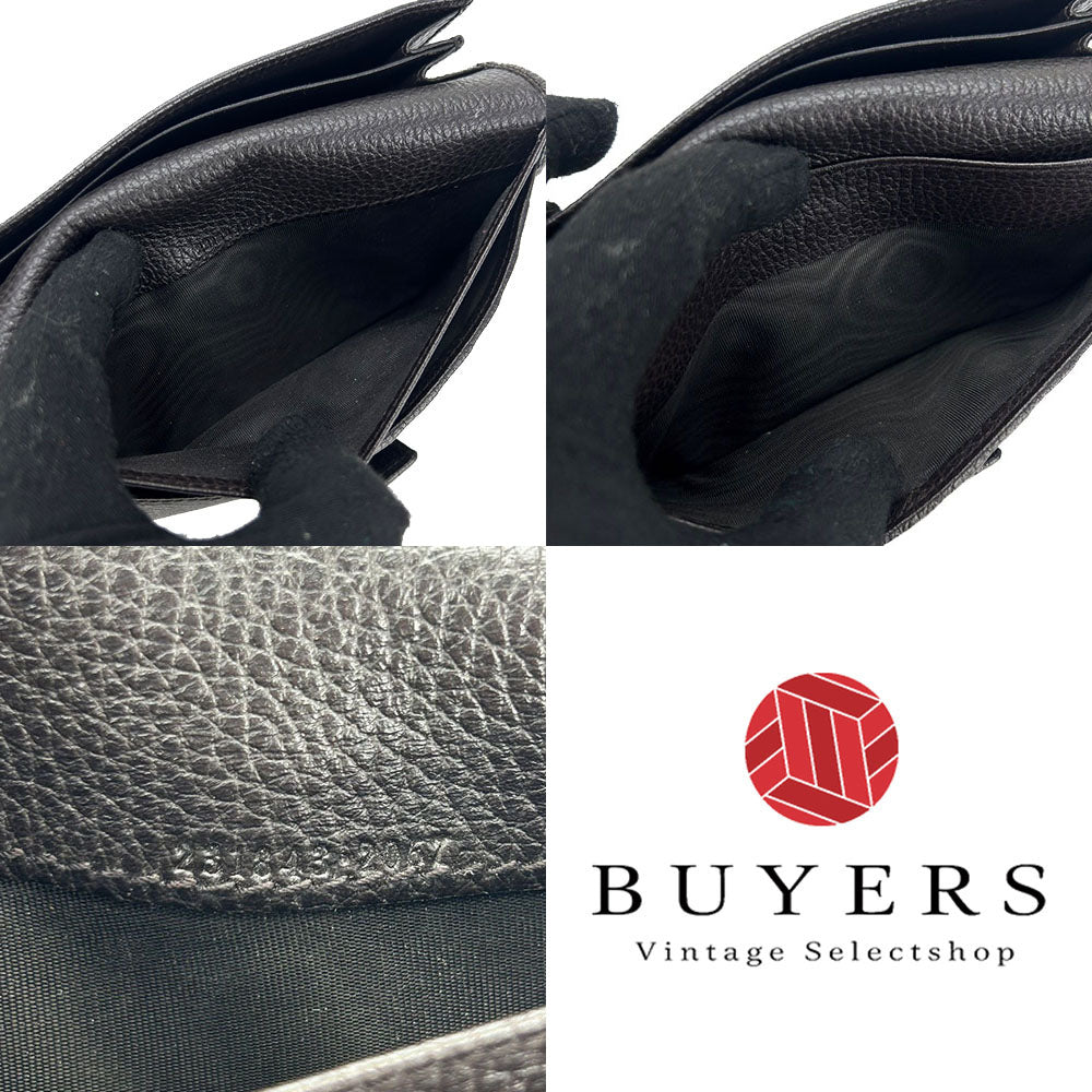 GUCCI Long Wallet Purse 231843 leather Dark brown Interlocking Women Used Authentic