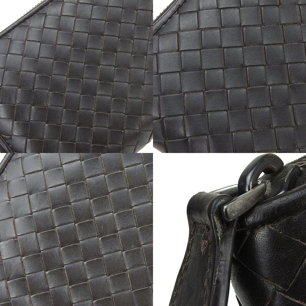 BOTTEGAVENETA Long Wallet Purse Calfskin Dark brown INTRECCIATO mens Used Authentic