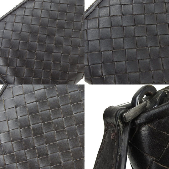 BOTTEGAVENETA Long Wallet Purse Calfskin Dark brown INTRECCIATO mens Used Authentic