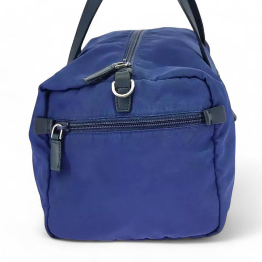 Prada Handbag Nylon 2way Blue Silver Women's Bag with Shoulder Strap