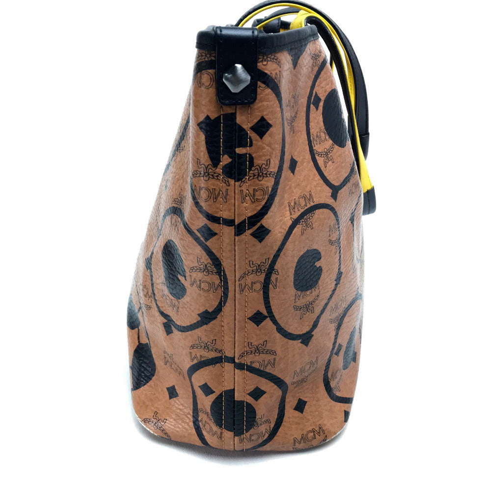 MCM Shoulder Bag leather Brown Logogram Munich Cute Monsters Women Used Authentic