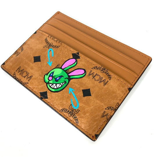 MCM Card Case leather Brown SAMBYPEN collaboration SambyPen Visetos Rabbit Rabbit mens Used Authentic
