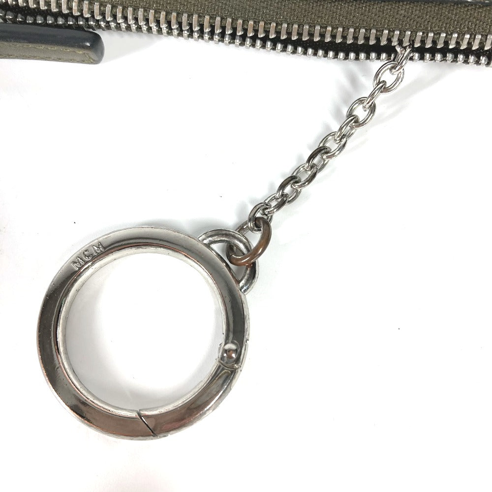 MCM Coin case leather khaki With key ring logo mens Used Authentic