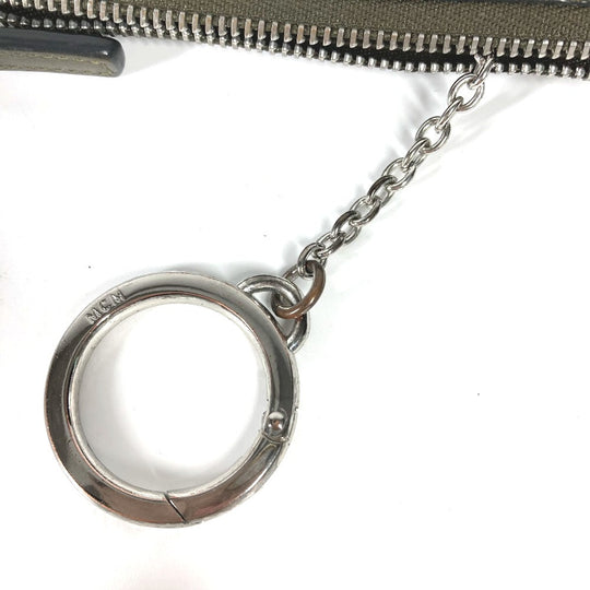 MCM Coin case leather khaki With key ring logo mens Used Authentic