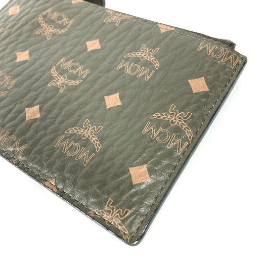 MCM Coin case leather khaki With key ring logo mens Used Authentic