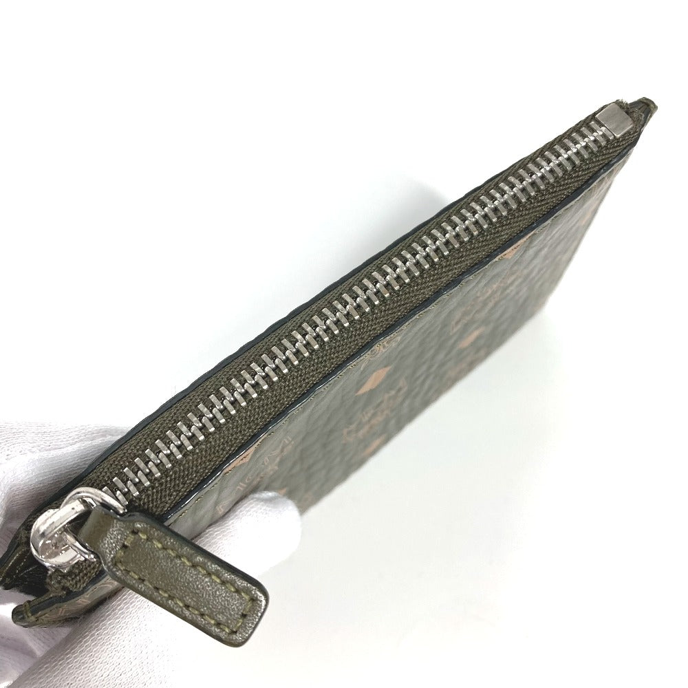 MCM Coin case leather khaki With key ring logo mens Used Authentic