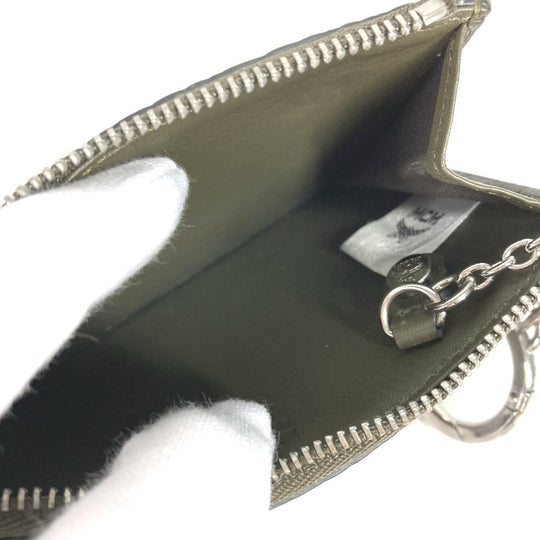 MCM Coin case leather khaki With key ring logo mens Used Authentic