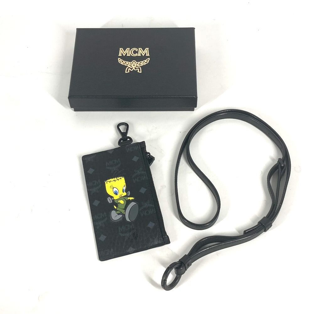 MCM Coin case leather black Looney Tunes collaboration Visetos Tweety Women Used Authentic