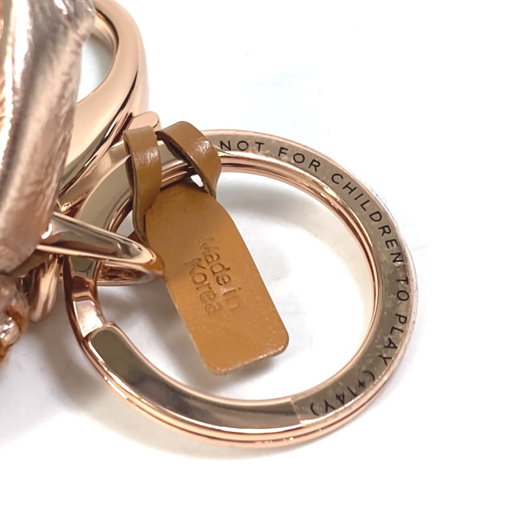 MCM key ring leather Metallic pink Vesetos rabbit metallic leather fur Women Used Authentic