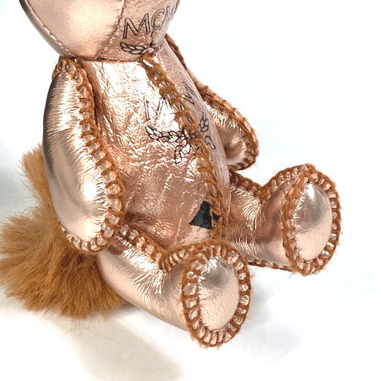 MCM key ring leather Metallic pink Vesetos rabbit metallic leather fur Women Used Authentic