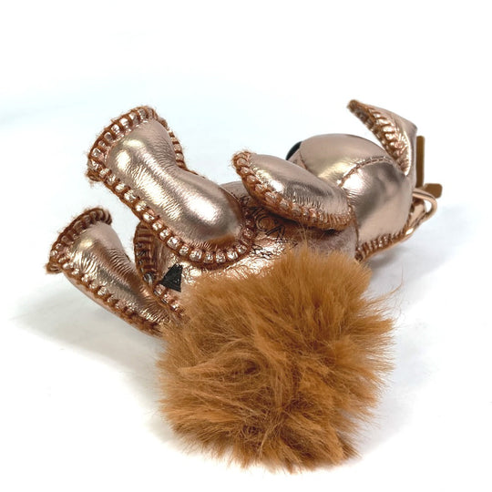MCM key ring leather Metallic pink Vesetos rabbit metallic leather fur Women Used Authentic