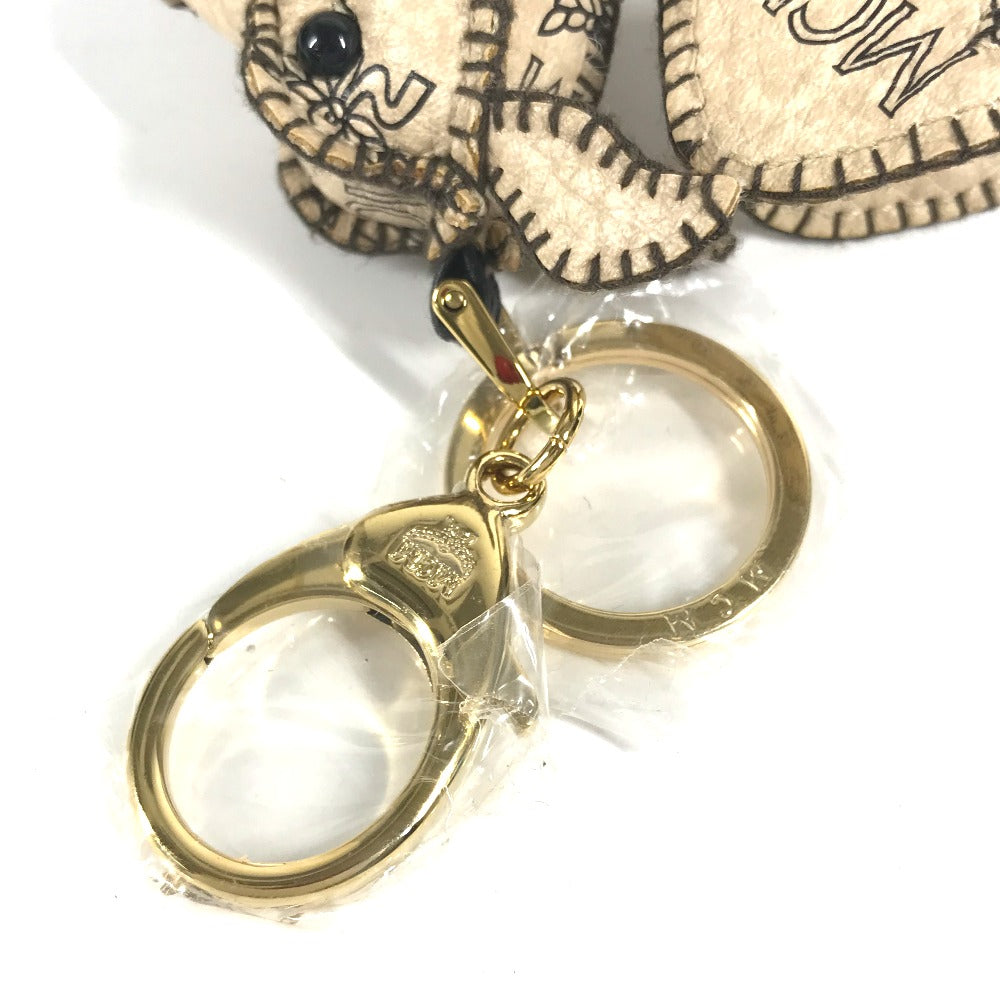 MCM key ring leather beige Visetos Dragon Women Used Authentic