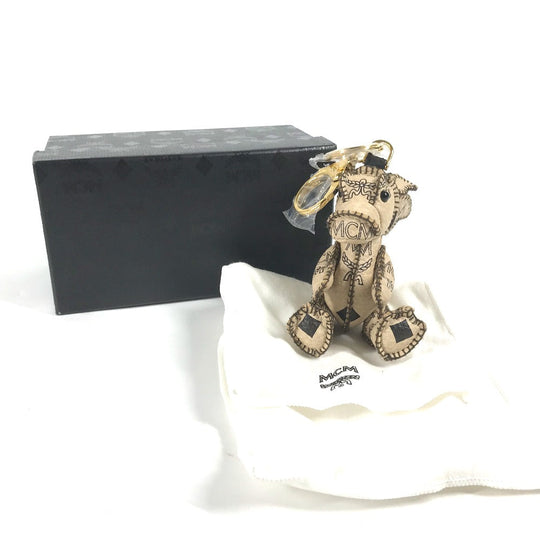 MCM key ring leather beige Visetos Dragon Women Used Authentic