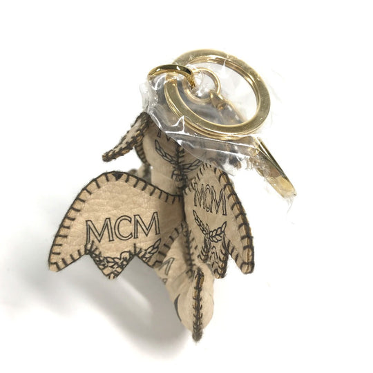 MCM key ring leather beige Visetos Dragon Women Used Authentic