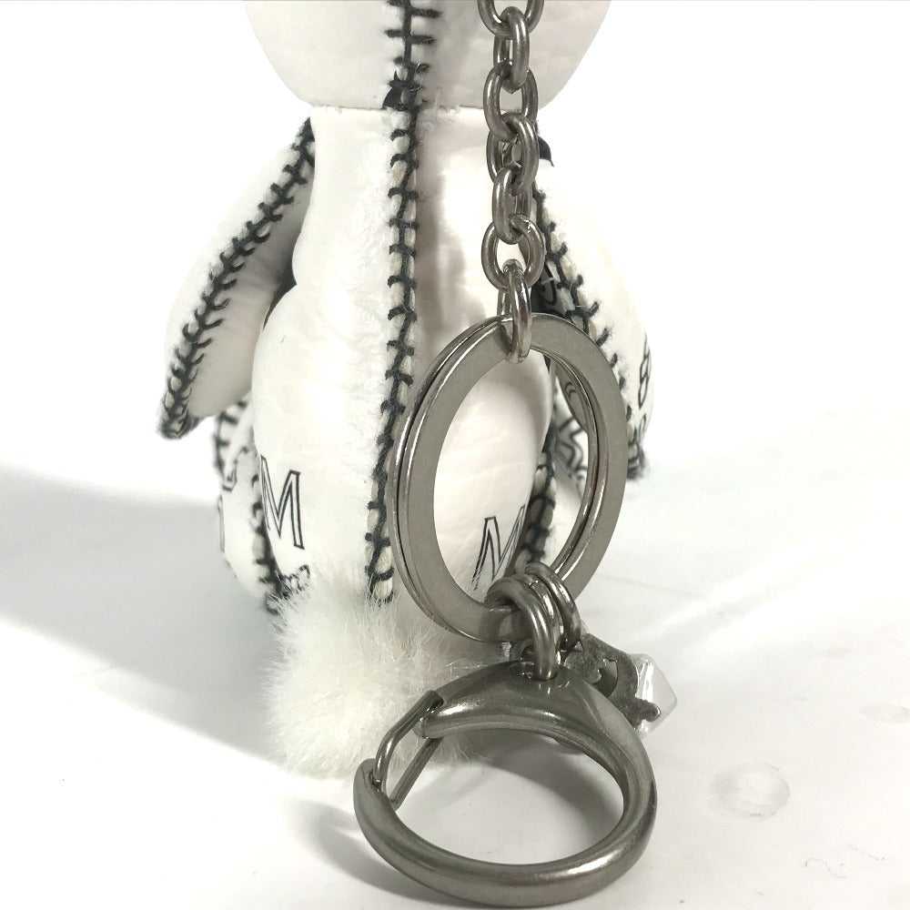 MCM key ring leather white Visetos logo Rabbit rabbit Women Used Authentic