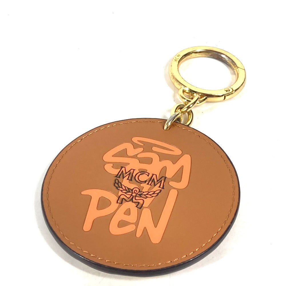MCM key ring leather Brown SAMBYPEN collaboration Visetos logo rabbit rhinestone Women Used Authentic
