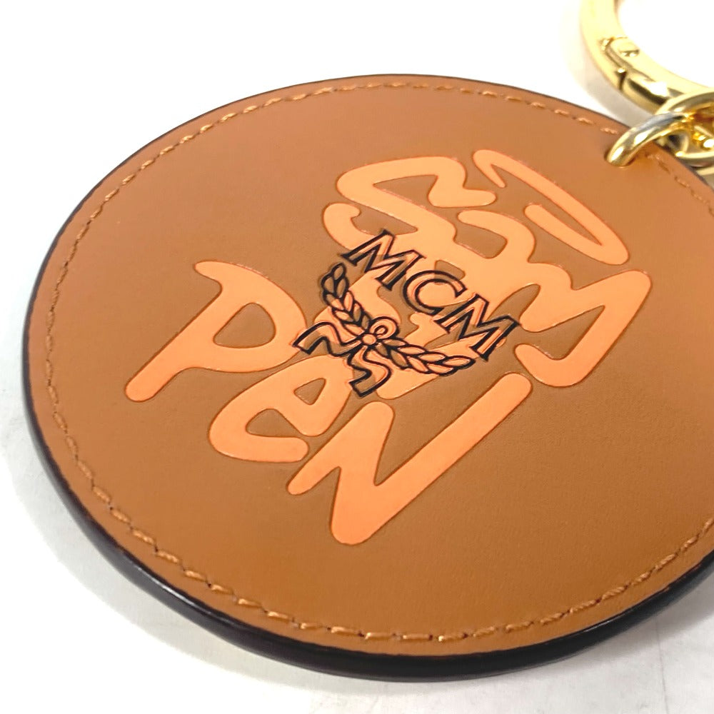 MCM key ring leather Brown SAMBYPEN collaboration Visetos logo rabbit rhinestone Women Used Authentic