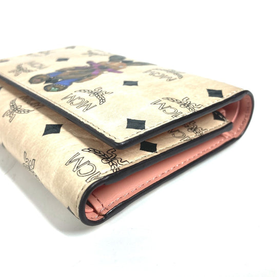 MCM Trifold wallet leather beige Visetos Rabbit Rabbit Women Used Authentic