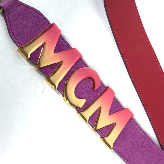 MCM Shoulder strap Leather / suede purple logo metal plate Women Used Authentic