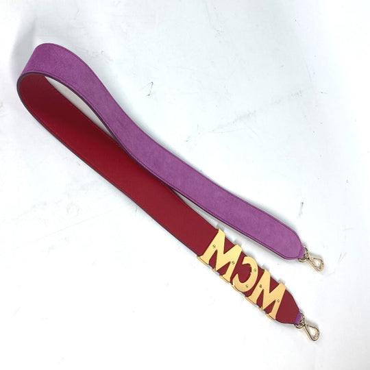 MCM Shoulder strap Leather / suede purple logo metal plate Women Used Authentic