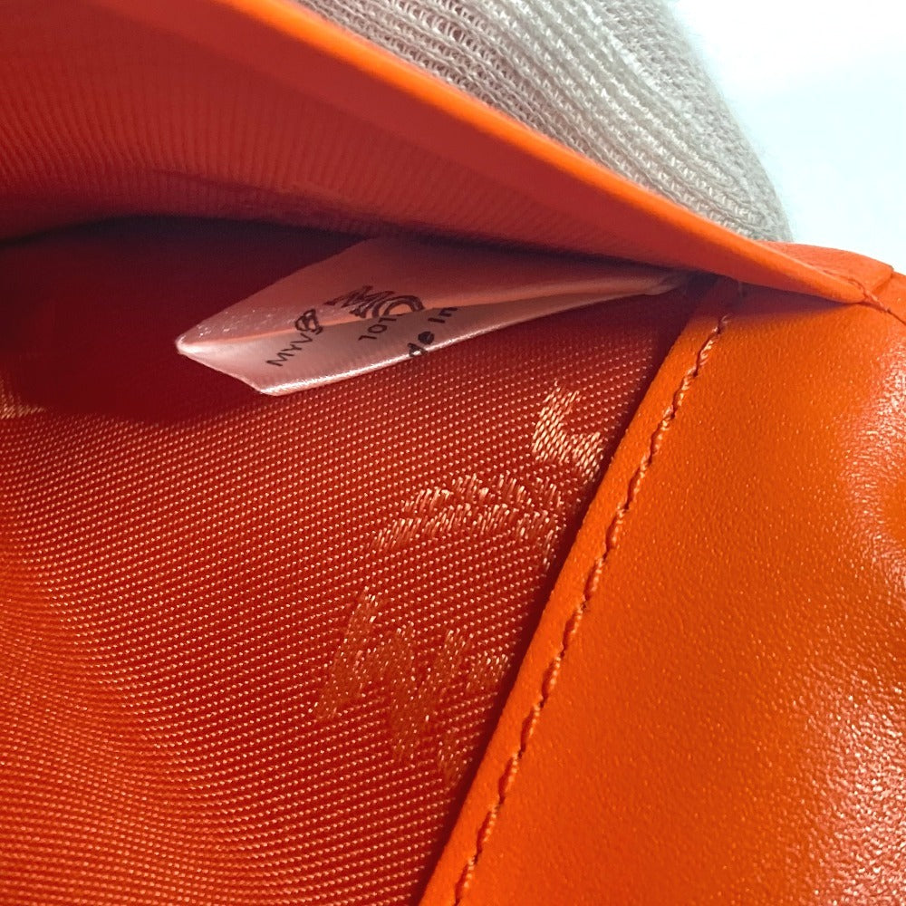MCM passport case leather Orange Bear Visetos logo fur lion unisex(Unisex) Used Authentic