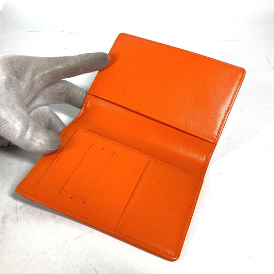MCM passport case leather Orange Bear Visetos logo fur lion unisex(Unisex) Used Authentic